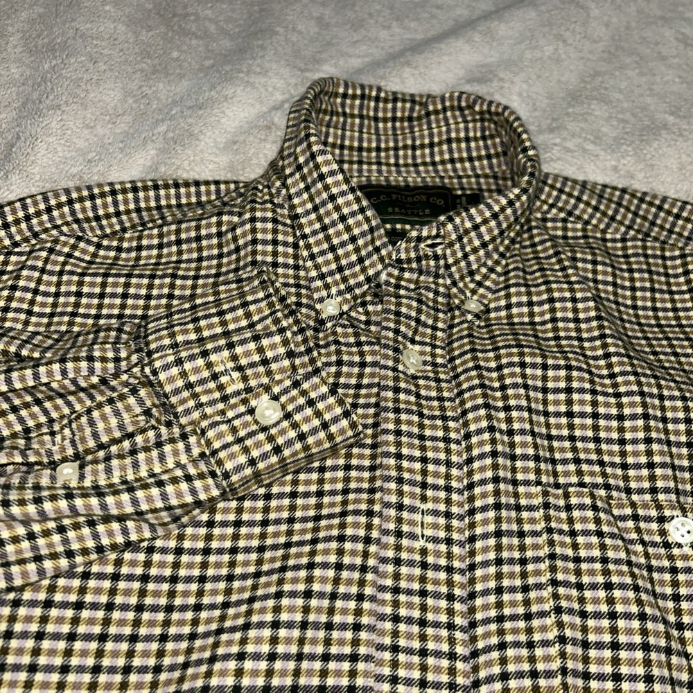 Vtg CC Filson Co Mens Wool Blend Long Sleeve Button Up Flannel Shirt Size Large